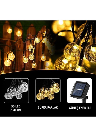 Robeve 7 Metre 50 Led Güneş Enerjili Kristal Küre Solar Bahçe Aydınlatma Dış Mekan Aydınlatma Güneş Enerjili Aydınlatma 8 Modlu, Ip65 Su Geçirmez, Otomatik Aç/kapa, Bahçe, Balkon Gün Işığı Sarı Robeve 7 Metre 50 Led Güneş Enerjili Kristal Küre Solar Bahçe Aydınlatma Dış Mekan Aydınlatma Güneş Enerjili Aydınlatma 8 Modlu, Ip65 Su Geçirmez, Otomatik Aç/kapa, Bahçe, Balkon Gün Işığı Sarı