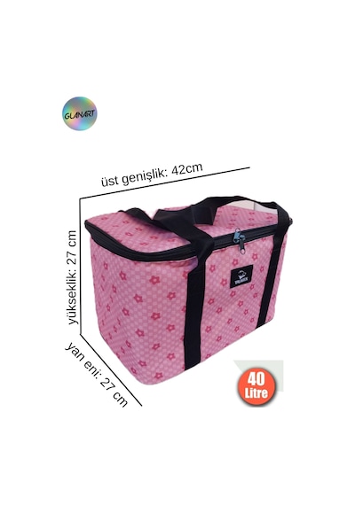 Piknik, Seyahat, Kamp Çantası Sıcak- Soğuk Termos Özellikli 8-10 Saat Muhafaza 40 Litre Pembe