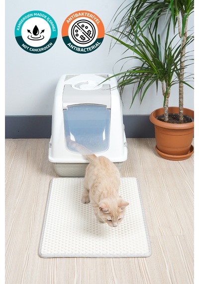 40x55 Cm Hücreli Kedi Kumu Paspası Kedi Matı Kedi Tuvalet Önü Paspası Beyaz