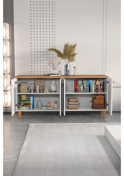Bohem Konsol Mdf Kapak Ceviz - Beyaz