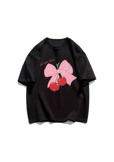 Noıssey Siyah Red Cherry Bomb Oversize Unisex