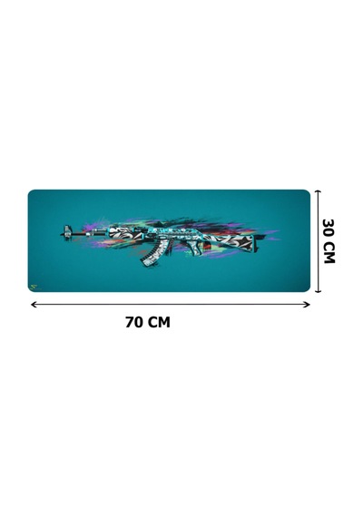 70x30 Cm Mavi Ak-47 Kauçuk Taban 3mm Oyuncu Gaming Mouse Pad