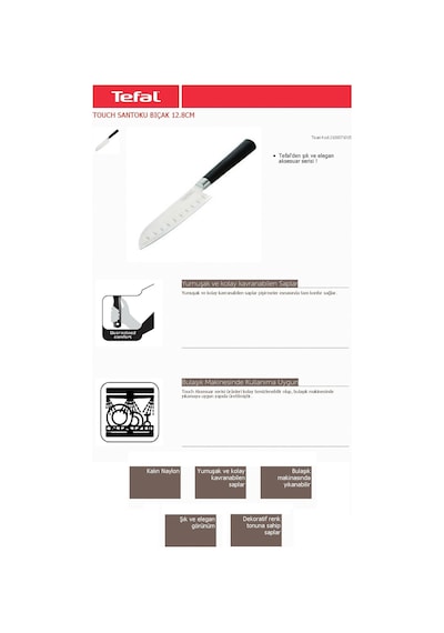 Tefal Comfort Santoku Bıçağı 12 CM Siyah