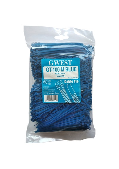 Gwest 2.5X100Mm 10Cm Mavi Plastik Kablo Bağı 1000 Adet N11.595