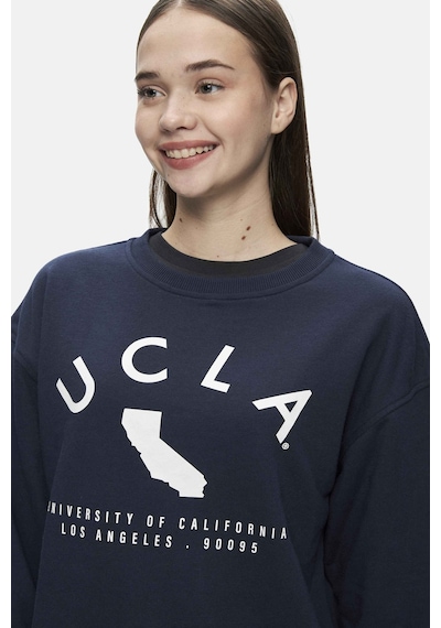 Ucla Alameda Lacivert Bisiklet Yaka Baskılı Oversize Kadın Sweatshirt Lacivert