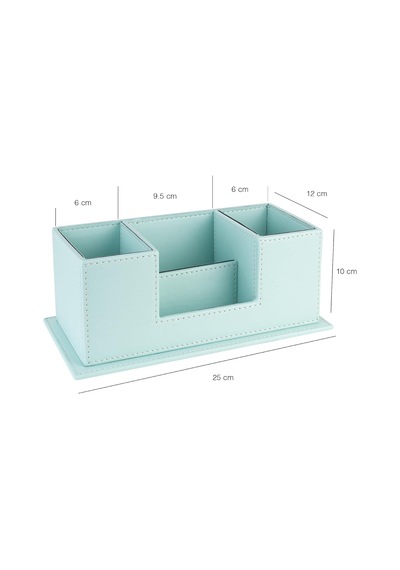 Masaüstü Deri Organizer Kalemlik 4 Gözlü Desktop Organizer Rainbow Vegan 10x12x25 Cm. Su Yeşili Genel