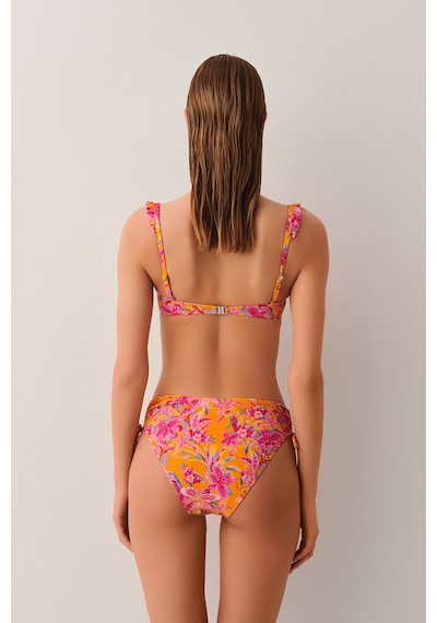 Suwen Jungle Dolgulu Straplez Bikini Üst Sb25190648648 Turuncu Desenli