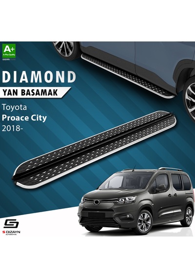 S-dizayn Toyota Proace City Uzun Şase Diamond Krom Yan Basamak 213 Cm 2018 Üzeri A+ Kalite