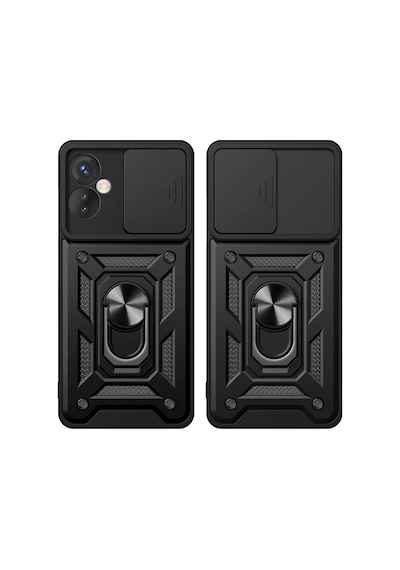 İnfinix Hot 30 5g Uyumlu Kılıf Pars Lens Yüzüklü Silikon - Siyah