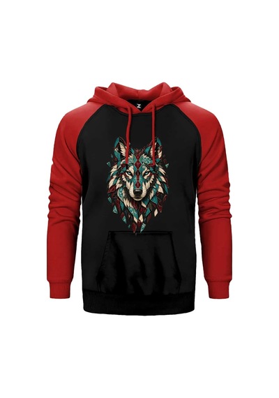 Turkuaz Mozaik Bozkurt Sarı Renk Reglan Kol Sweatshirt / Hoodie