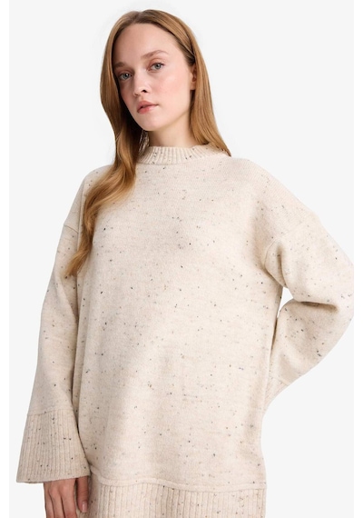 Defacto Loose Fit Bisiklet Yaka Triko Tunik F3242ax25wner99 Ekru