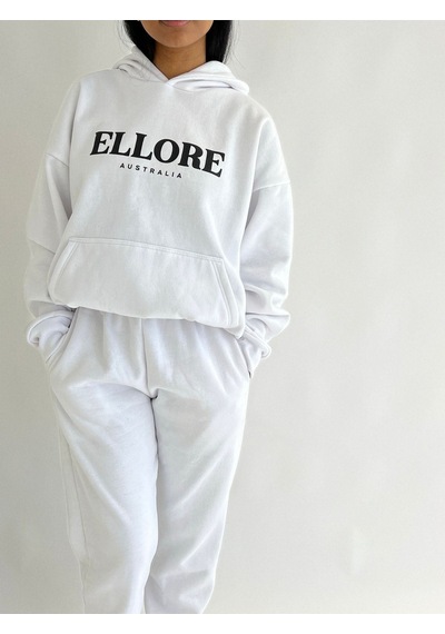 Ellore Australia Eşofman Takımı Sweatshirt Jogger - Beyaz Baskılı Oversize Şardonlu Kapüşonlu Beyaz Ellore Australia Eşofman Takımı Sweatshirt Jogger - Beyaz Baskılı Oversize Şardonlu Kapüşonlu Beyaz