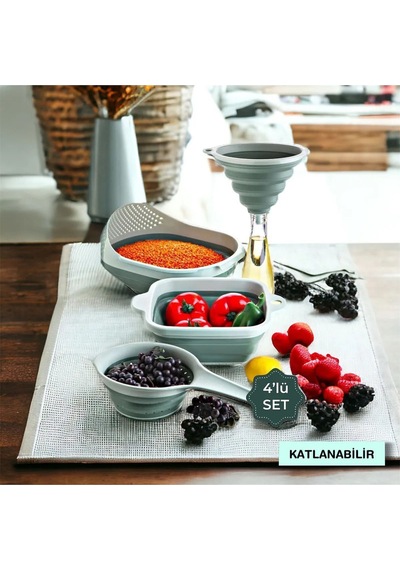 4 Parça Akordiyon Yeşil Süzgeç Seti Mıt1025 Silikon Diğer