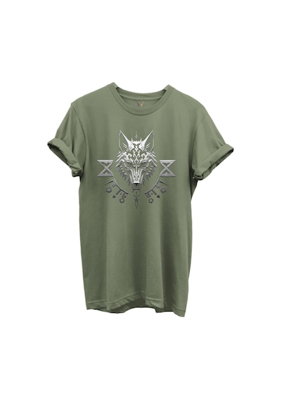 Kurt Ve Türk Özel Koleksiyon Serisi-1 Tasarım Baskılı %100 Pamuk T-shirt Haki