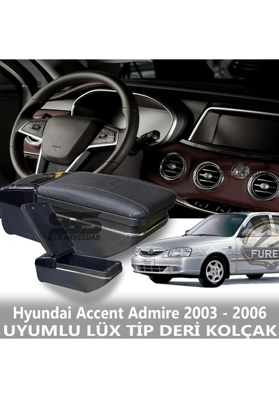 Hyundai Accent Admire 2003 - 2006 Uyumlu Premium Deri Kol Dayama Kolçak Lüx Tip