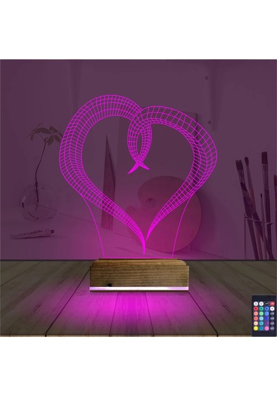 Luvivia Kalp Sevgiliye Hediye 3d Lamba - Masa Gece Lambası V2 Şeffaf