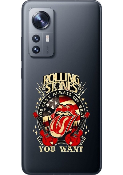 Xiaomi Mi 12 Uyumlu Şeffaf Kılıf Rolling Stones Tasarımlı