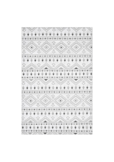 Raschel Carpet Premium Yıkanabilir Leke Tutmaz Modern Mutfak Halısı Etnik Desen Gri Özel Seri Kaymaz Taban Halı Çok Renkli