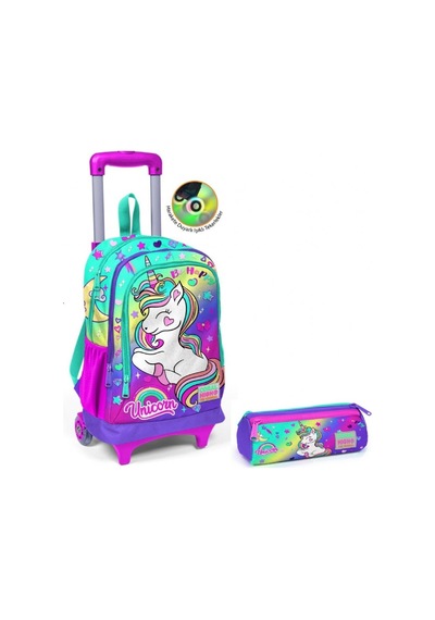 Coral High Kız Çocuk Yeşil Unicorn Tekerlekli Okul Çantası Ve Kal