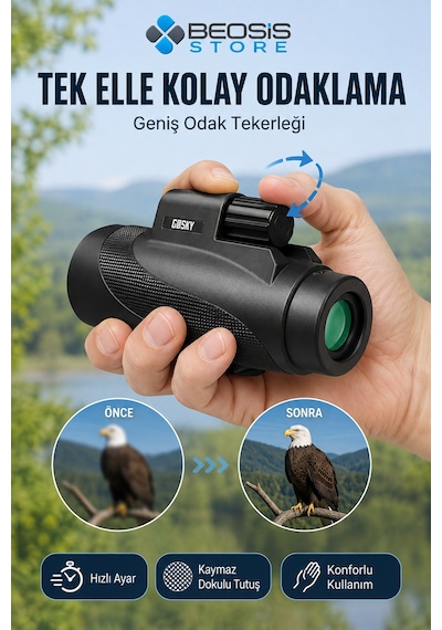 Gosky Mw2 15x52 Hd Monoküler Dürbün Bak4 Prizma, Fmc Optik, Ipx7 Suya Dayanıklı, Telefon Adaptörü
