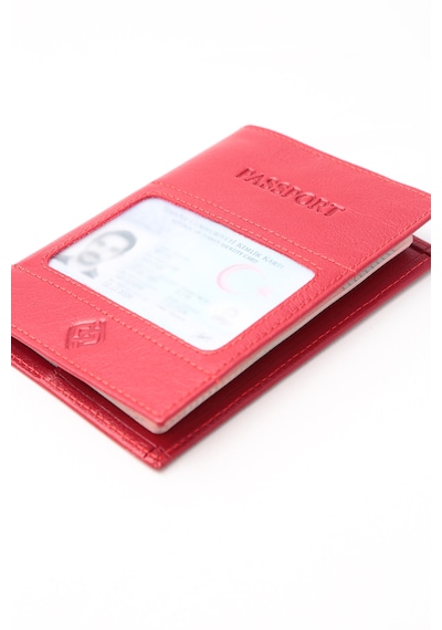 Prava Deri World Hakiki Deri El Yapımı Kimliklik Bölümü Olan Pasaportluk Kırmızı