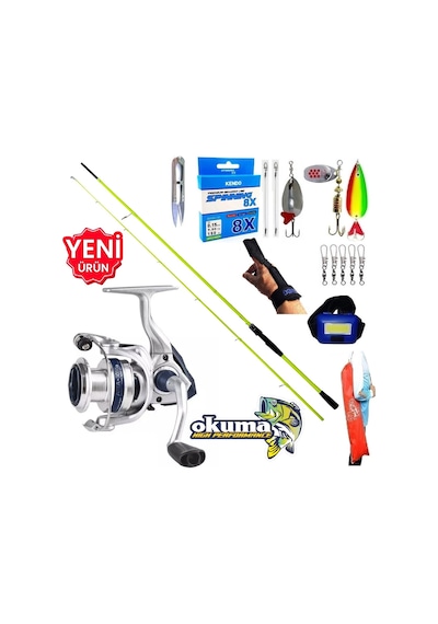 Okuma Aria 3000 210cm 5-45gr Karbon High Tech Turna Spin Olta Takımı Seti