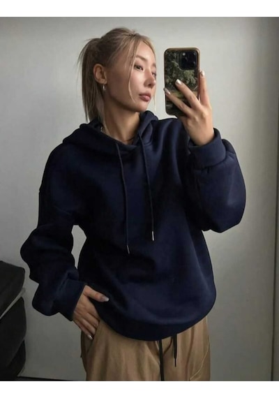 Kozia Outdoors Your Self Sırt Baskılı Kapşonlu Sweatshirt Lacivert