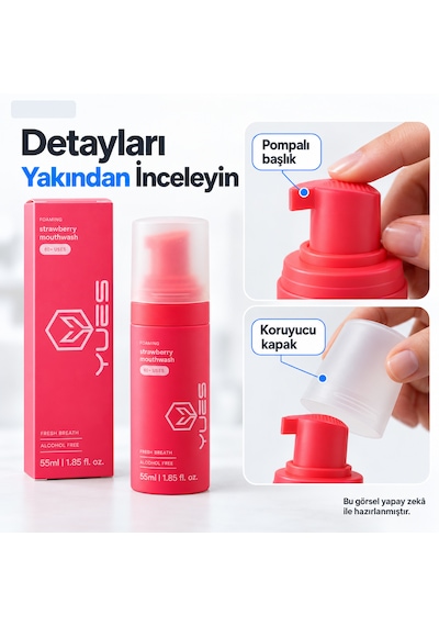 Yues Çilek Aromalı Alkolsüz Köpük Ağız Gargarası 55 Ml
