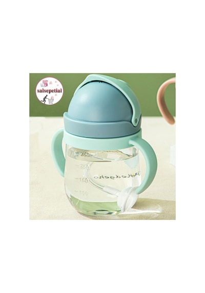 250ml Figürlü Pipeti Suluk Bebek Matara Sevimli Su Şişesi Bebek Pipetli Biberon Matara Yeşil