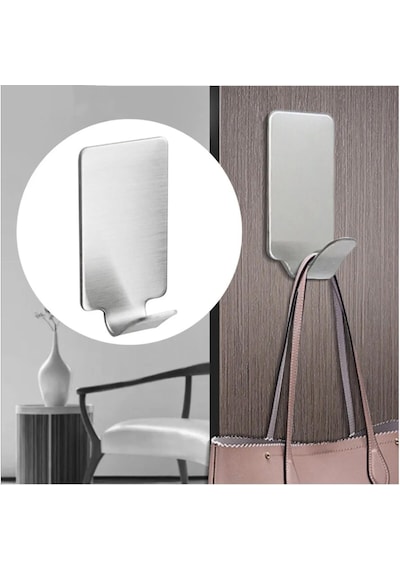 Yapışkanlı Metal Banyo Mutfak Eşya Askılığı Al4468-1 Adet Gümüş