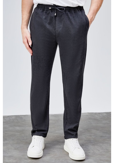 HLT Jeans Erkek Antrasit Relaxed Fit Yandan Cepli Beli Lastikli Bağcıklı Duble Paça Jogger Pantolon Bolt-1995 Antrasit