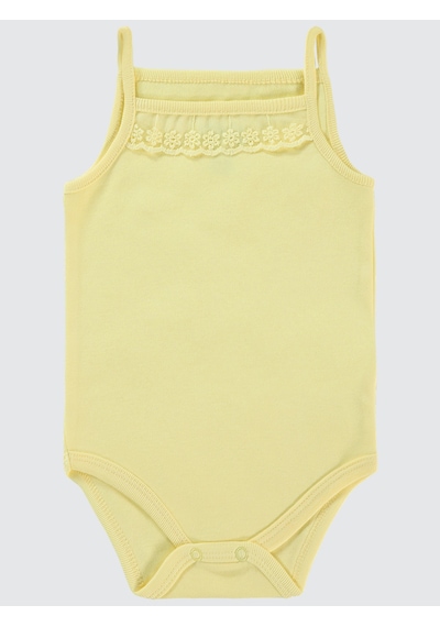 Civil Baby Kız Bebek Çıtçıtlı Badi 3-9 Ay Sarı