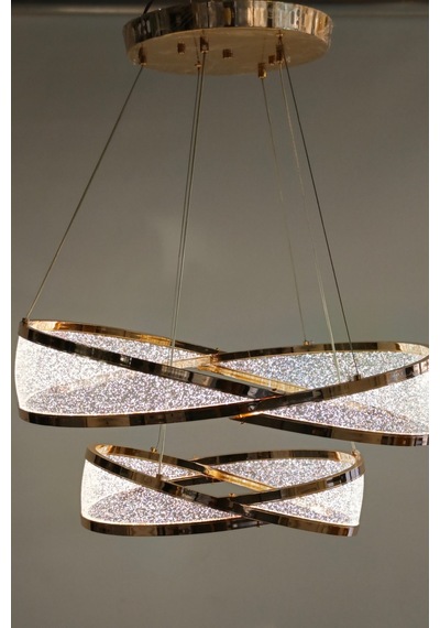 Modern Tasarım Sonsuzluk Motifli Led Halka Avize - Rose Gold Gold 1