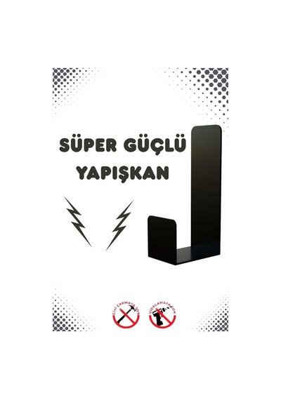 Siyah 4'lü Yapışkanlı Askılık Kapı Arkası Bornoz Askısı Banyo Mutfak Havlu Askısı Mt75sd Çok Renkli