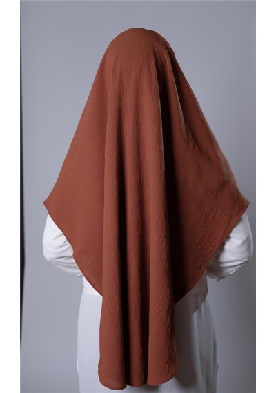 Hürrem Bone Kiremit Pratik Hazır Geçmeli Tesettür Eşarp Aerobin Kumaş Düz Hijab 2309 05