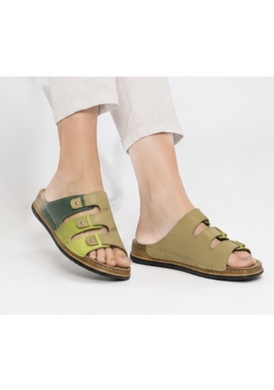N Napa Shoe Np.301.yeşil Deri Terlik