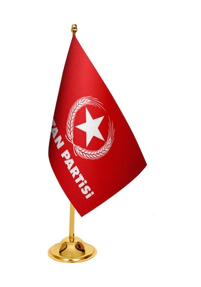 Masa Üstü Vatan Partisi Bayrağı + Pirinç Direk Masa Bayrak Seti