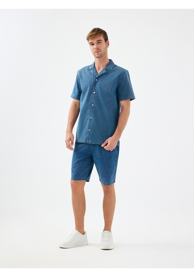 Oversize Erkek Gömlek K.kol Denim