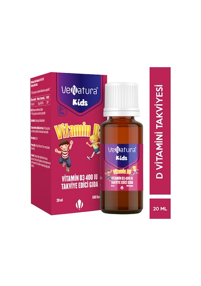 Venatura Unisex Kids Vitamin D3 400 Iu Takviye Edici Gıda 20 ML