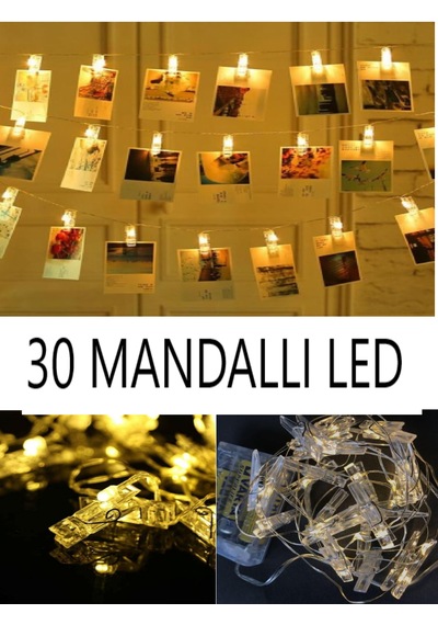 30 Mandallı Sarı Ve Gün Işığı Led Pano Ve Resim Tutturmalı Işıklı Fotoğraf Mandalı Işıklı Led 1