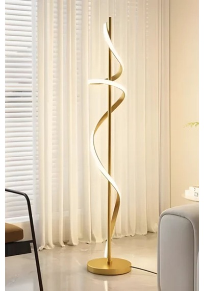 Modern Tasarım Ledli Köşe Lambader Gold