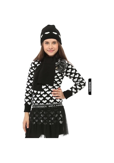 Xo Kids Atkı,şapka Ve Dizüstü Çoraplı Kalp Desenli Kız Çocuk Triko Elbise 3-7 Yaş 807 Siyah Xo Kids Atkı,şapka Ve Dizüstü Çoraplı Kalp Desenli Kız Çocuk Triko Elbise 3-7 Yaş 807 Siyah