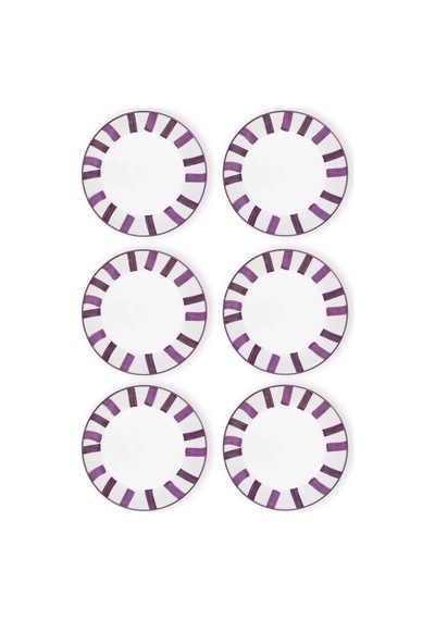 The Mia Joy Yemek Tabağı 6lı Set Mor 20 Cm Mor