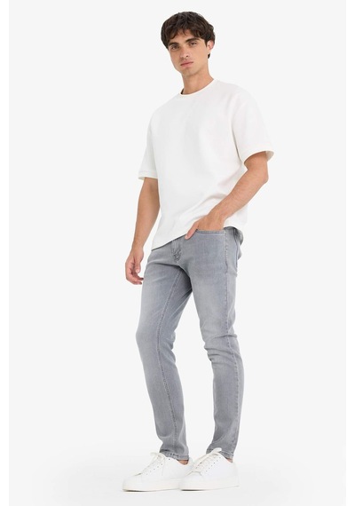 Defacto Pedro Slim Fit Dar Kalıp Normal Bel Dar Paça Jean Pantolon D0027ax25aunm55 Gri
