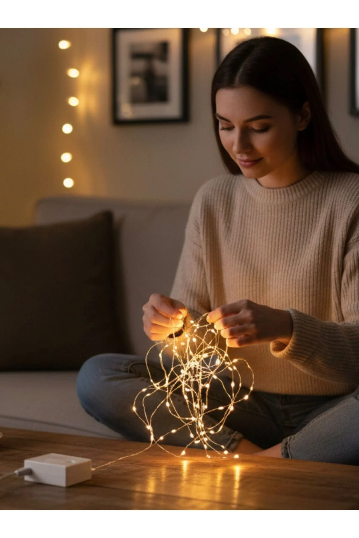 Slikonlu Led Işık Ağaç Süsleme İç Mekan Dış Mekan Süsleme Led Işık 10 Metre Sarı