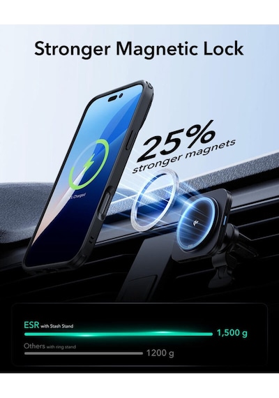Esr Apple Uyumlu iPhone 16 Pro Max Halolock Mag Safe Classic Hybrid Standı Silikon Kılıf Şeffaf Siyah