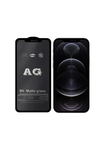 Ally İphone 12 Pro Max 6.7inç Full Glue Matte Tempered Cam Ekran Koruyucu- 5775 Renk: Siyah