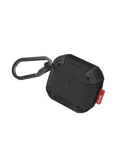 Apple Uyumlu AirPods 4 Kılıf Airbagli 360 Derece Tam Koruma Skinarma Mecha Ce Askı Aparatlı Kılıf Siyah