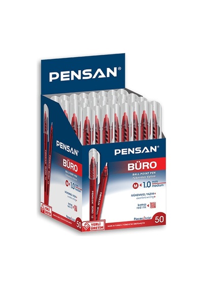 Pensan Tükenmez Büro Kalemi Kırmızı Renk 50 Adet