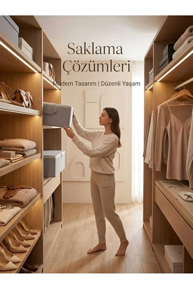 4 Adet Çekyat Baza Tipi Yastık Kıyafet Saklama Hurcu - Baza Altı Düzenleyici Hurç 64 X 45 X 22 Cm Açık Gri